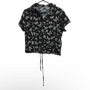 No Boundaries black shirt with butterflies
